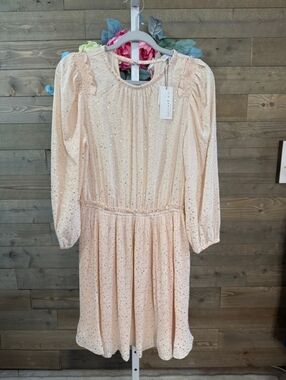 Current Air Blush Pink Metallic Speckle Pleated Dress size medium